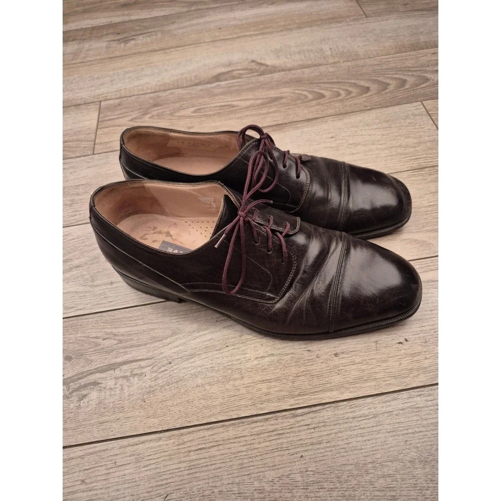 Bally‎ Rogers Italy Mens Leather Cap Toe Oxford Dress Shoes Dark Brown Size 11 D
